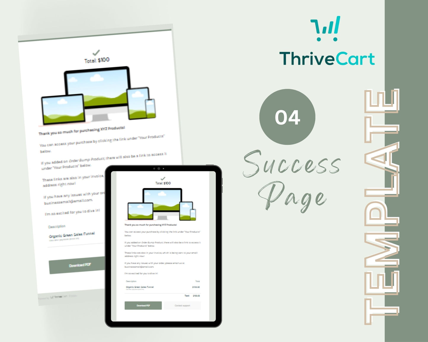 Organic Green ThriveCart 4-Page Sales Funnel Template