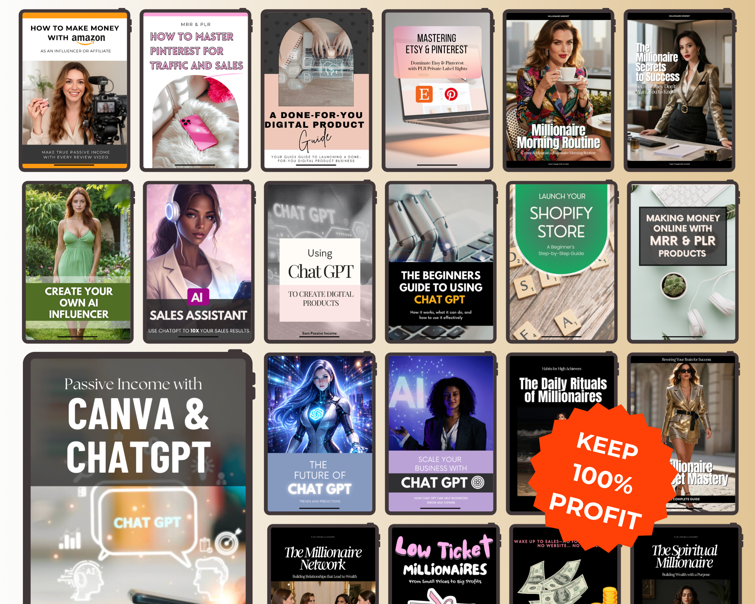 Mega Bundle of 28 PLR Ebooks in Canva