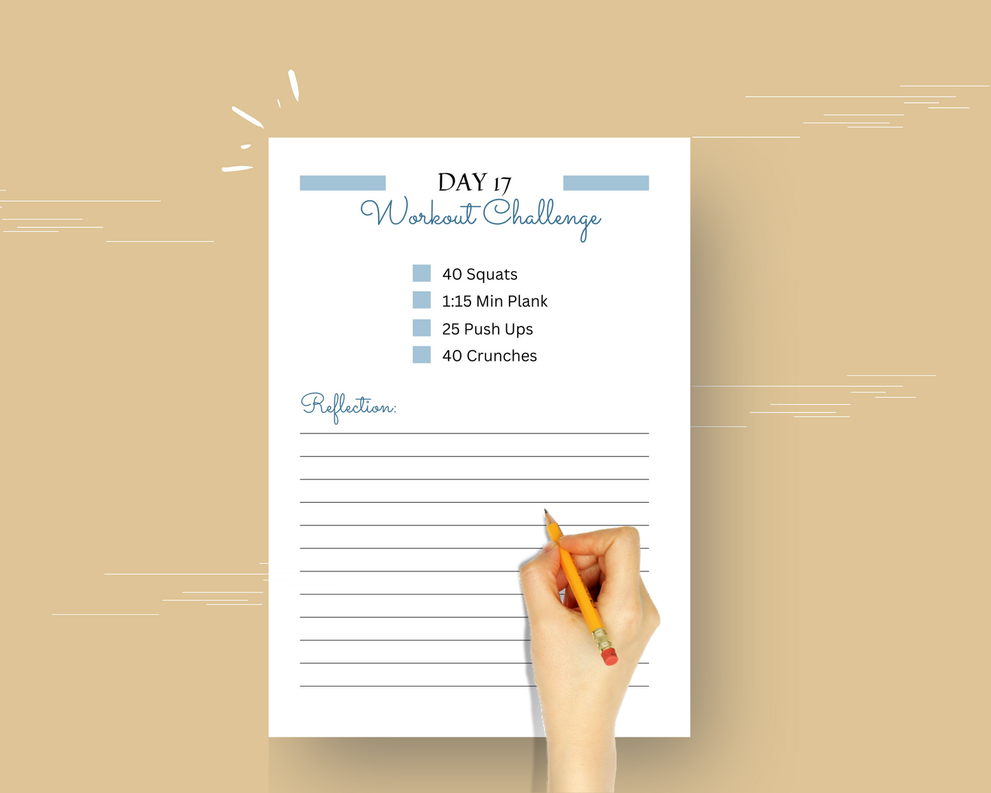 30-Day Workout Challenge | Editable Canva Template A4 Size