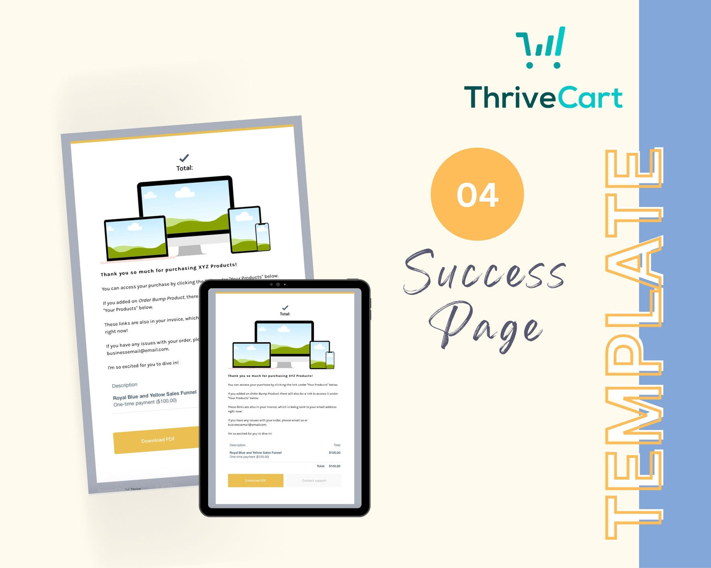 Royal Blue & Yellow ThriveCart 4-Page Sales Funnel Template