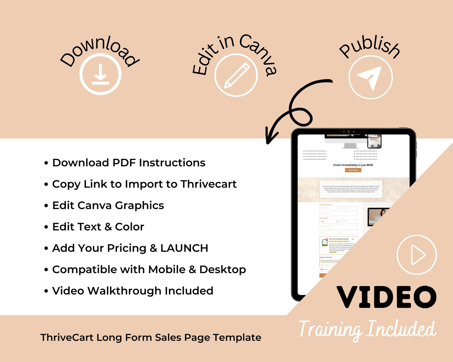 Boho Sales Page Template in ThriveCart