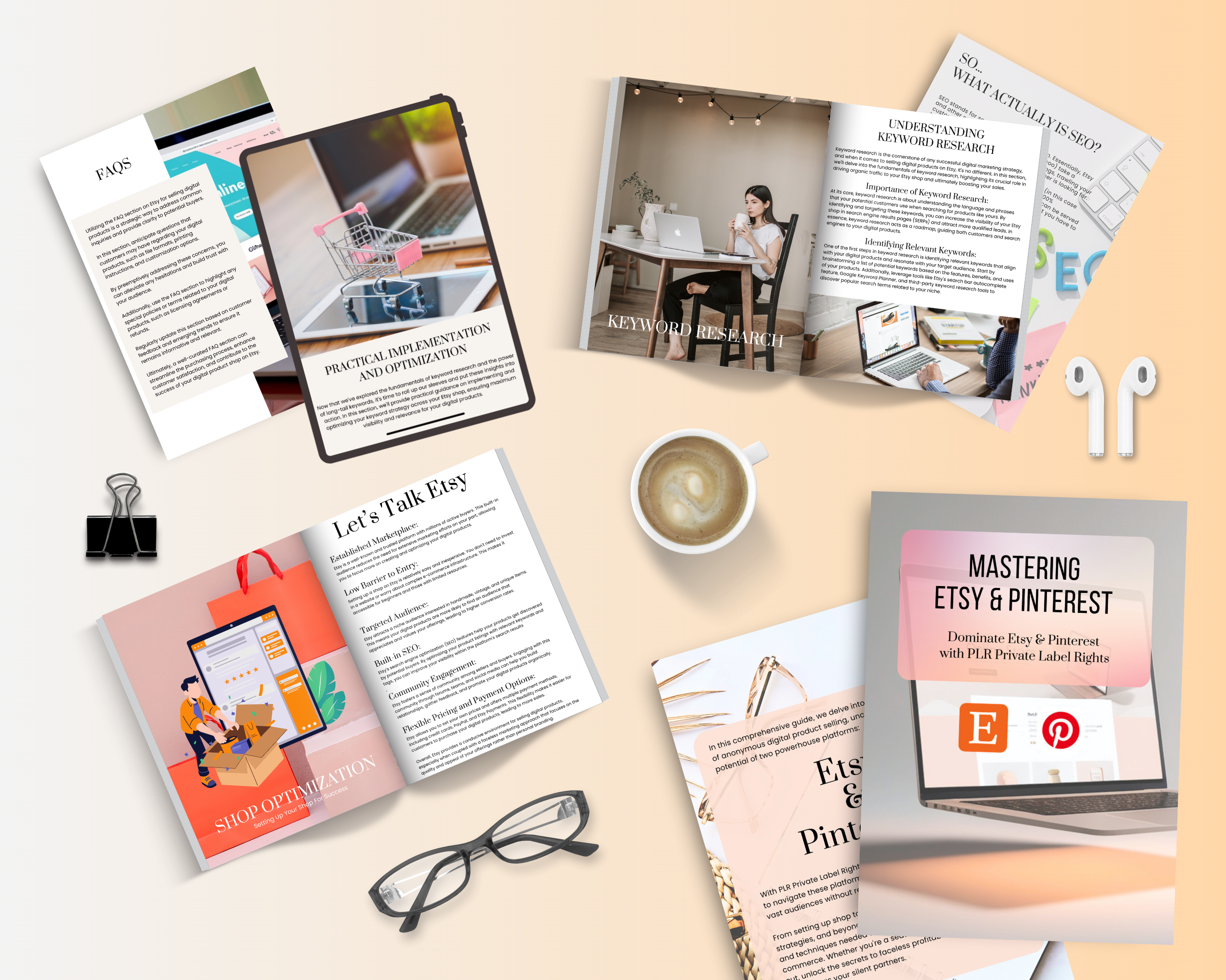 Mastering  Etsy & Pinterest Guide in Canva with MRR, PLR Rights