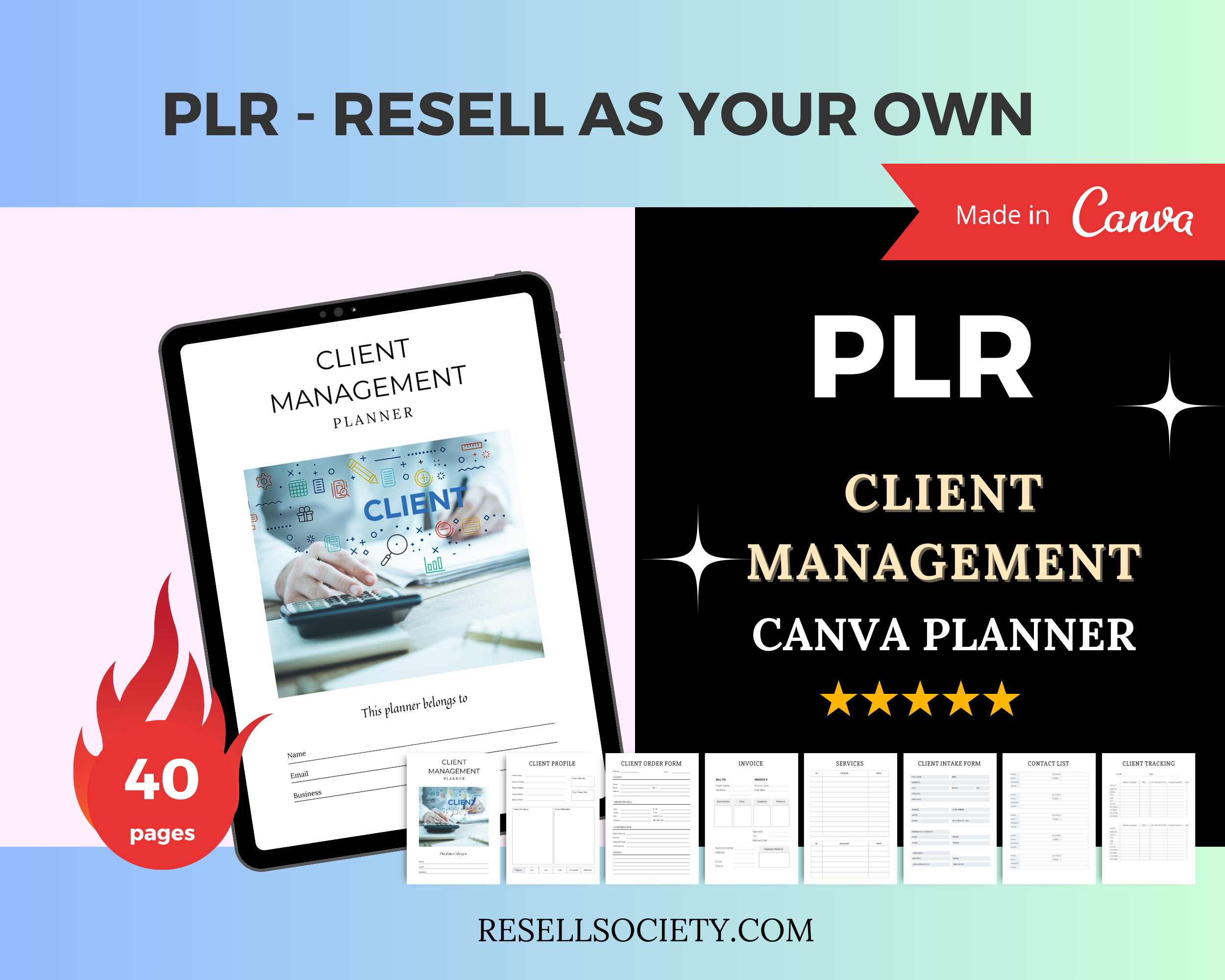 Editable Client Management Planner in Canva | Commercial Use