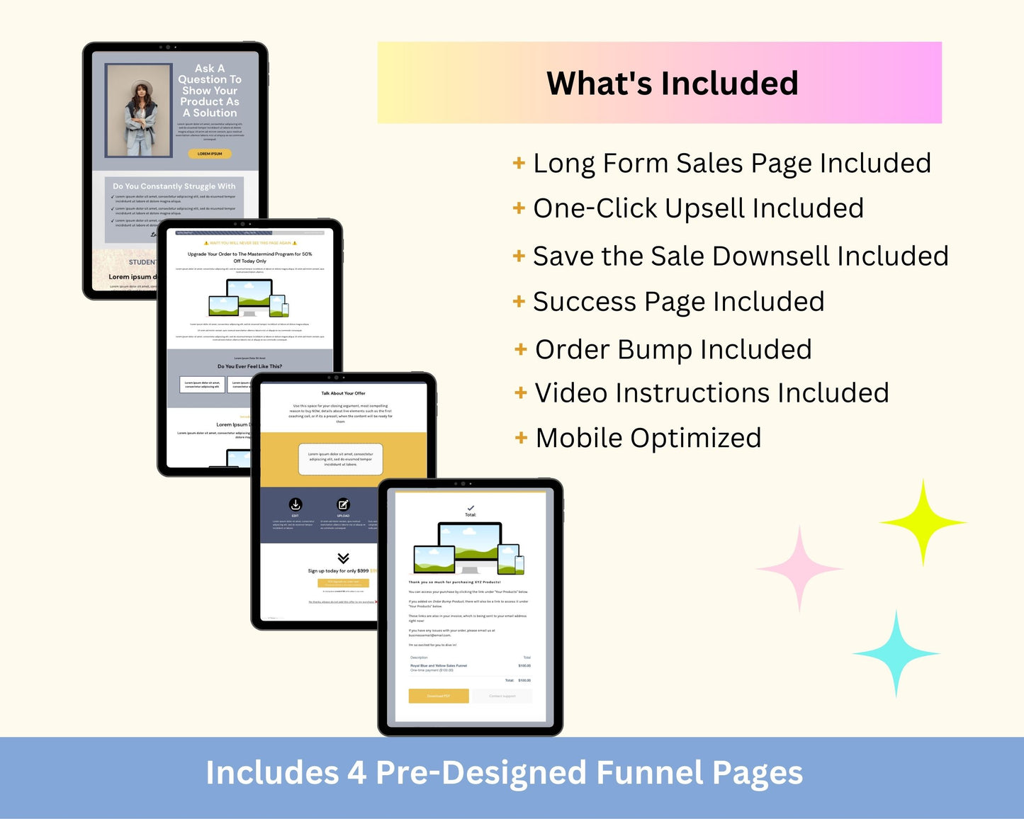 Royal Blue & Yellow ThriveCart 4-Page Sales Funnel Template