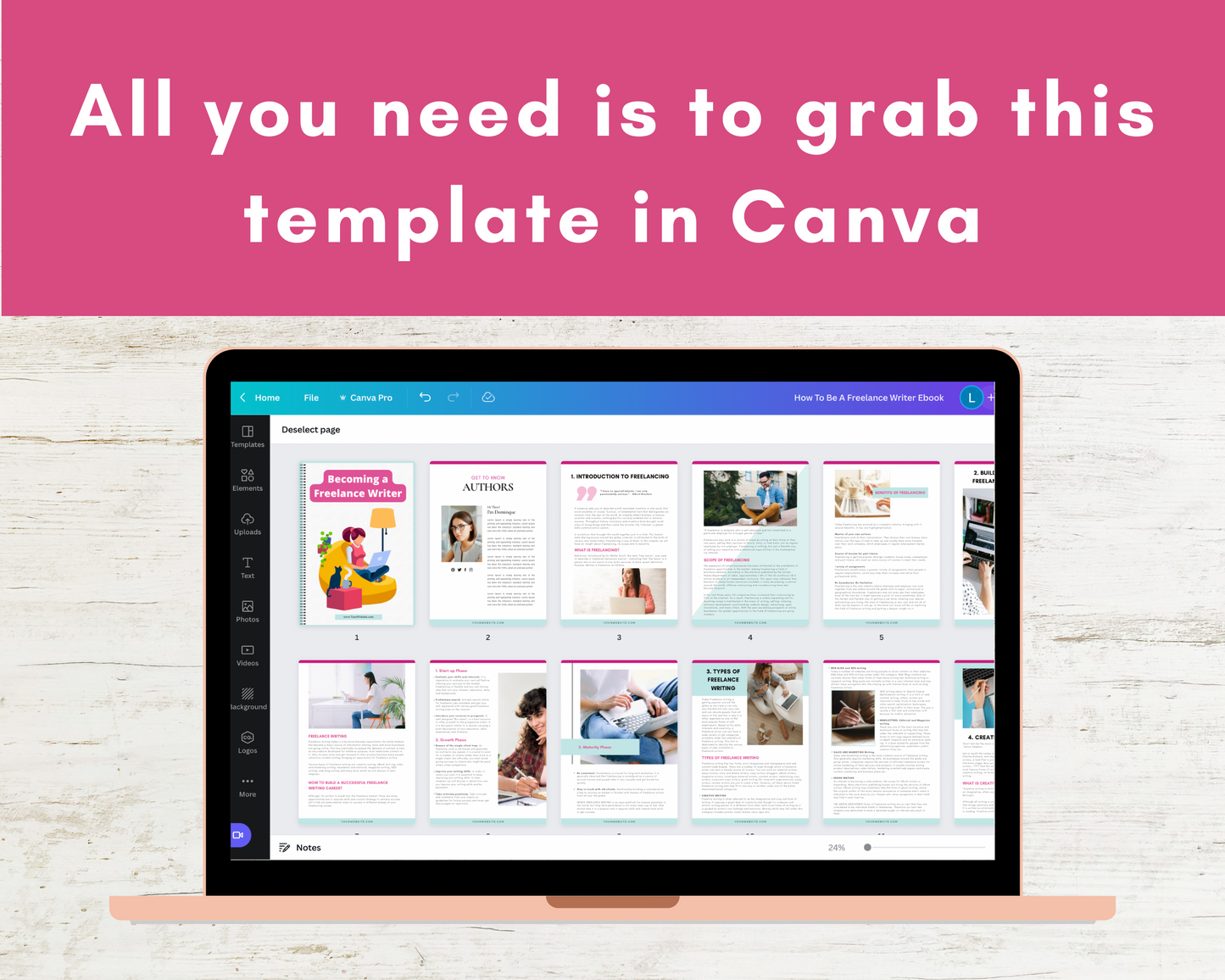 Editable How To Be A Freelance Writer | Done-for-You Ebook in Canva