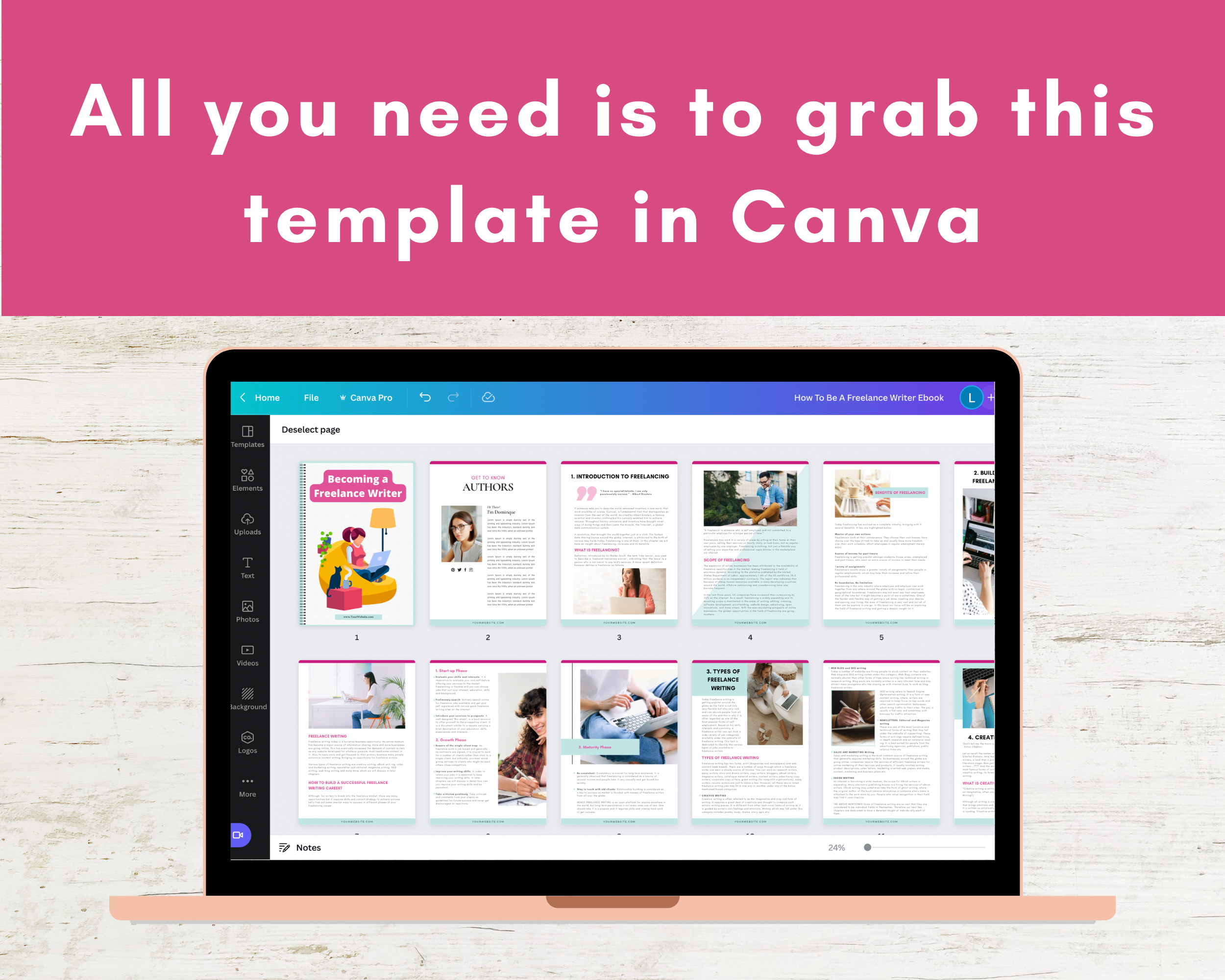 Editable How To Be A Freelance Writer | Done-for-You Ebook in Canva