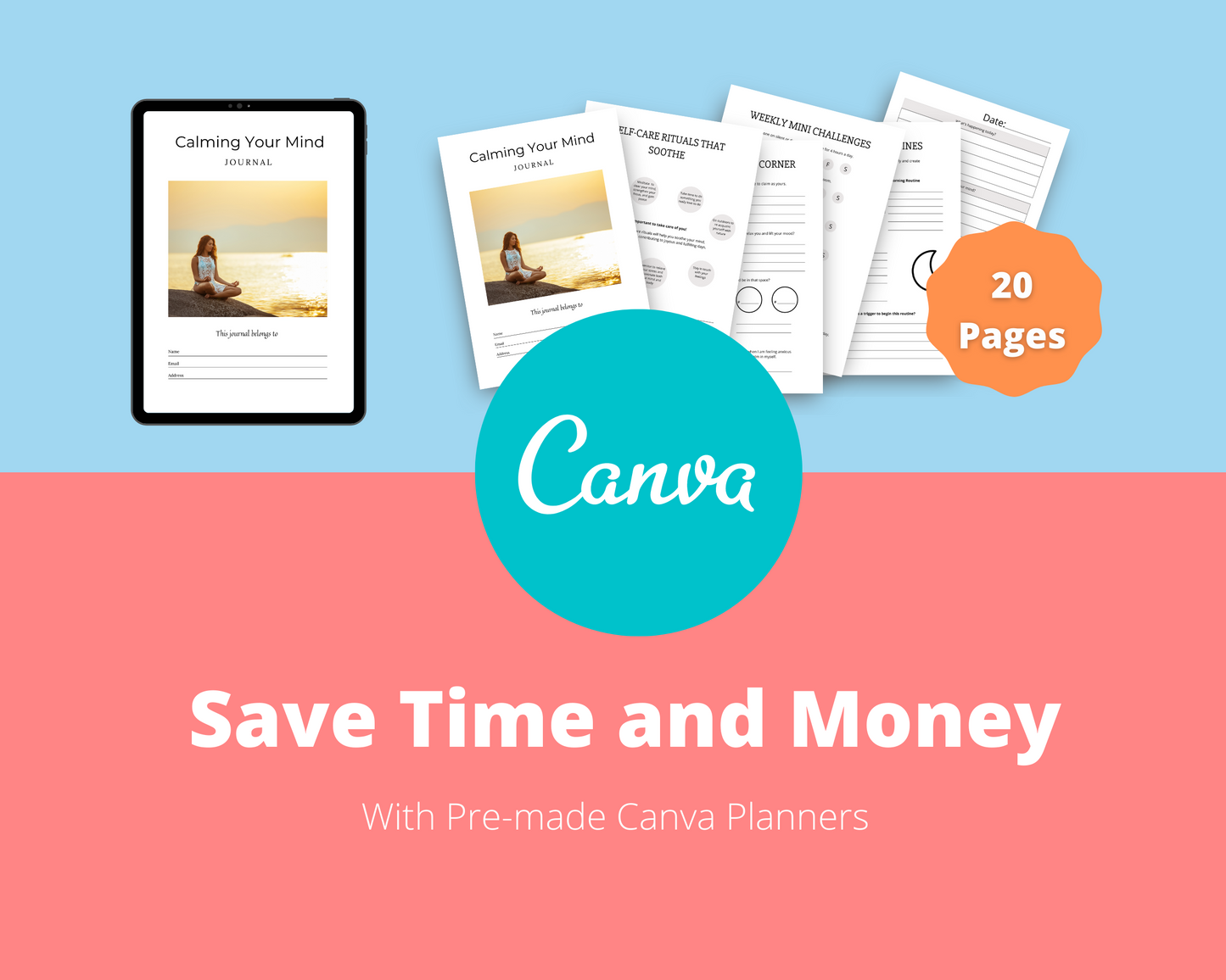 BUNDLE of 11 Emotion Journals in Canva | Customizable | Editable Canva Templates | Commercial Use | Emotion Planners