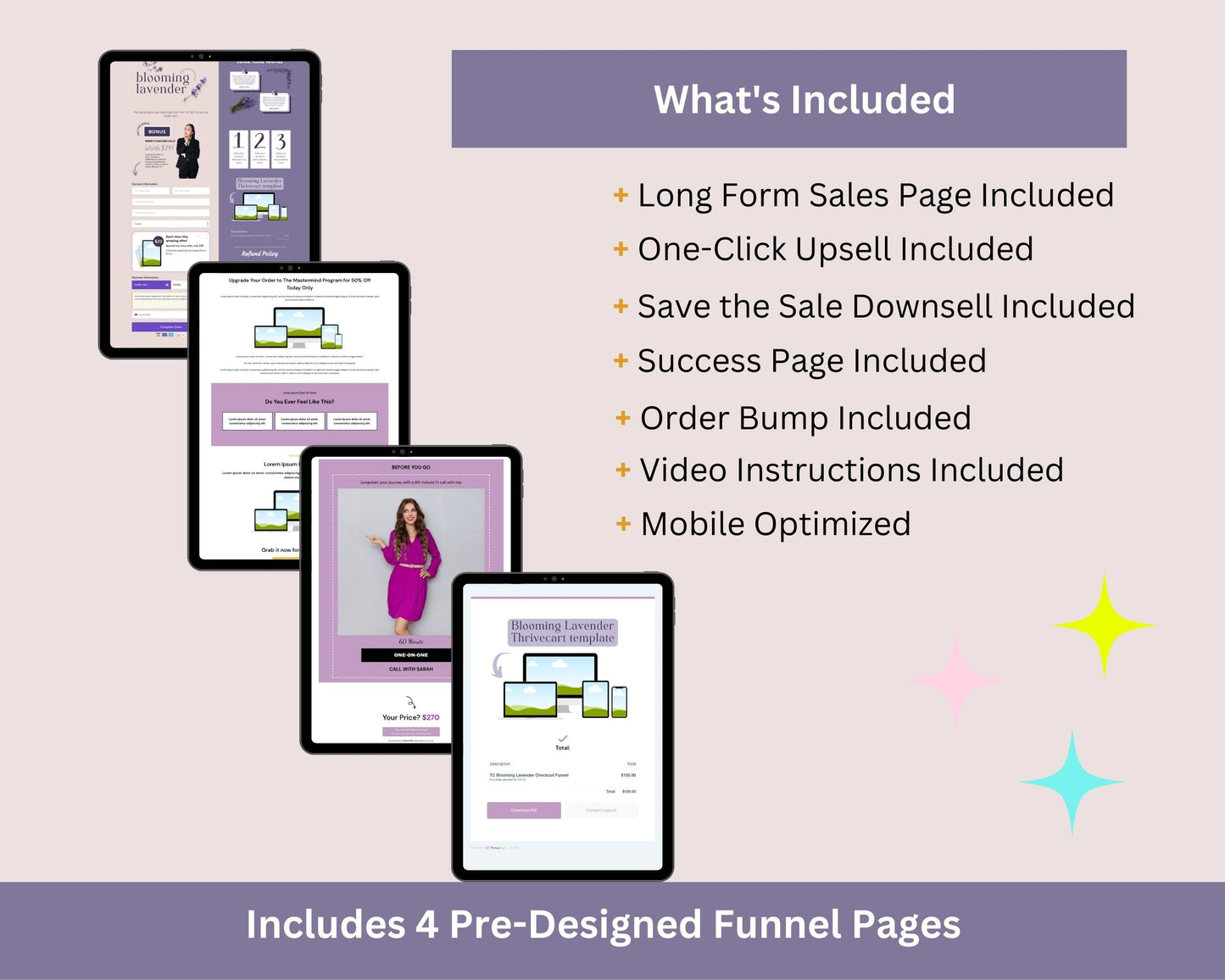 Plum & Lavender Checkout Funnel Template in ThriveCart