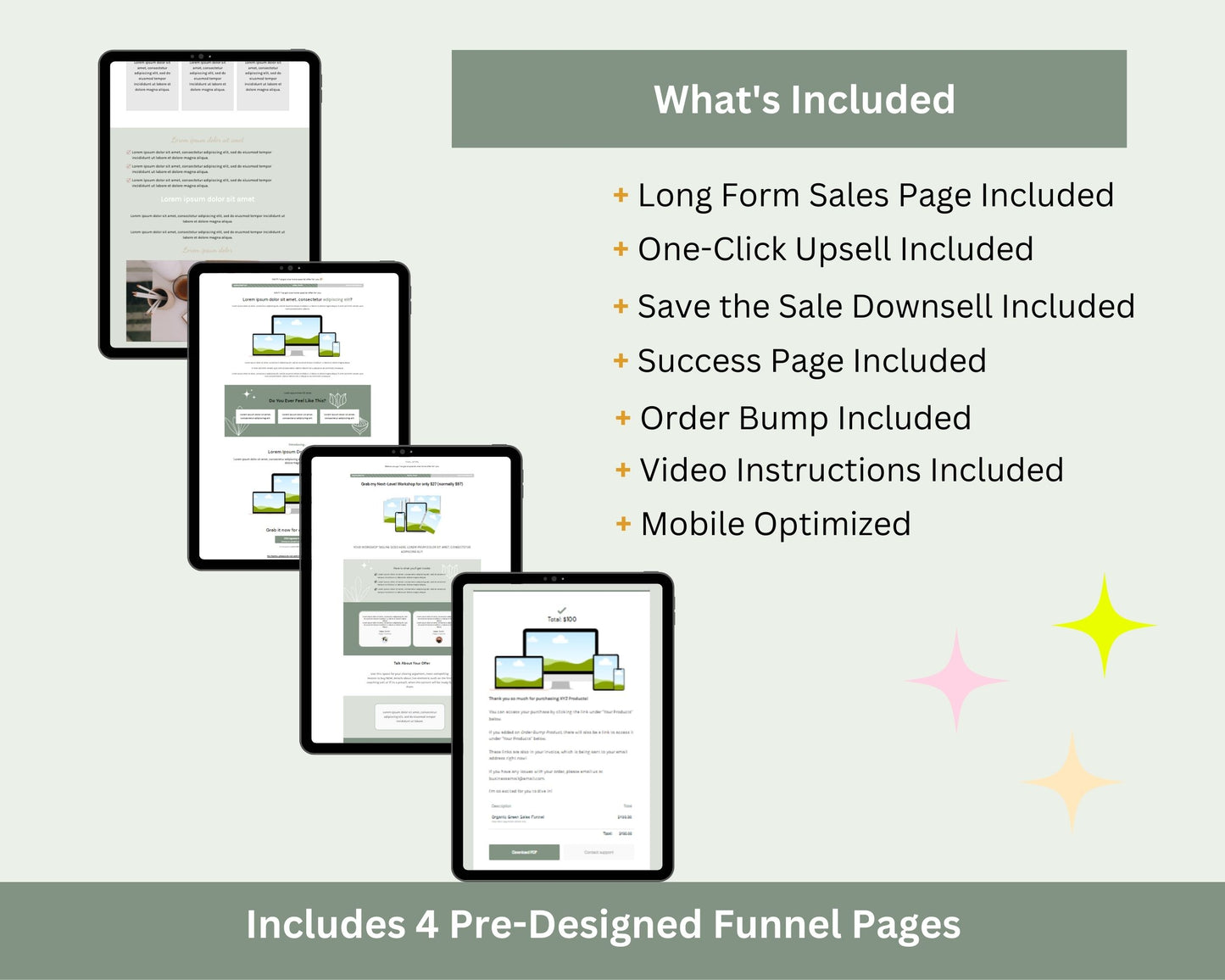 Organic Green ThriveCart 4-Page Sales Funnel Template