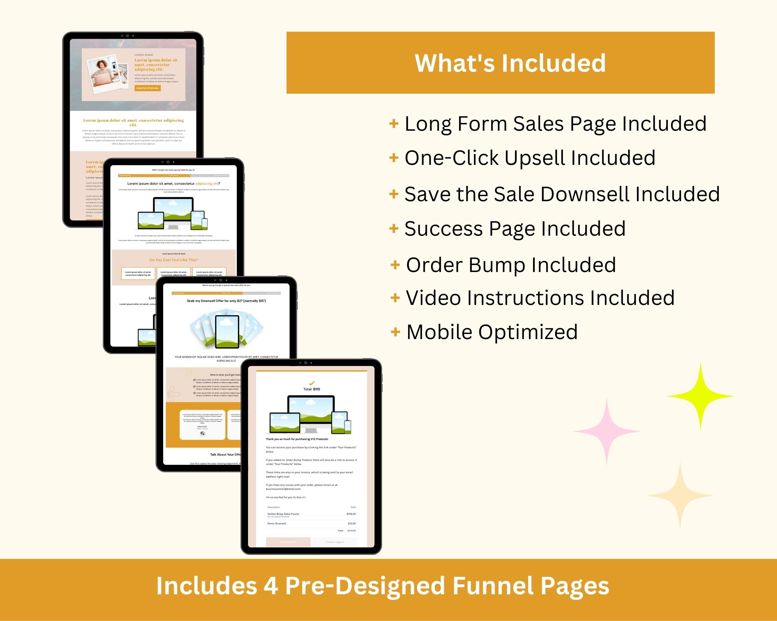 Golden Beige ThriveCart 4-Page Sales Funnel Template