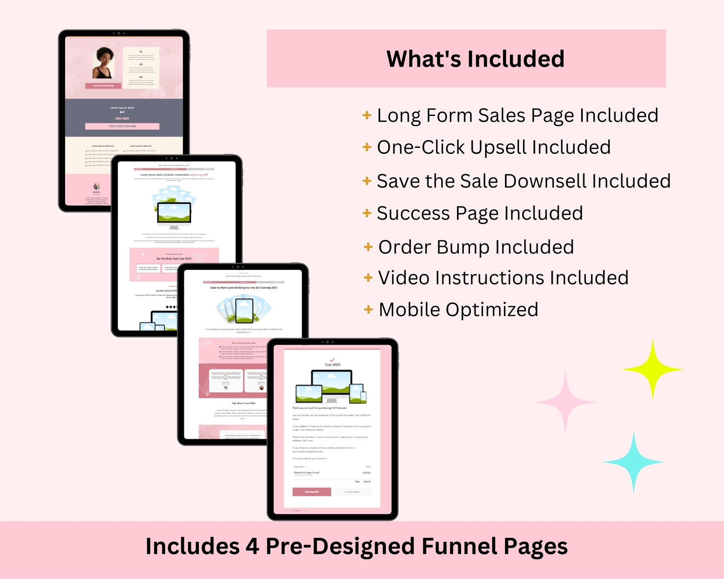 Pastel Pink ThriveCart 4-Page Sales Funnel Template