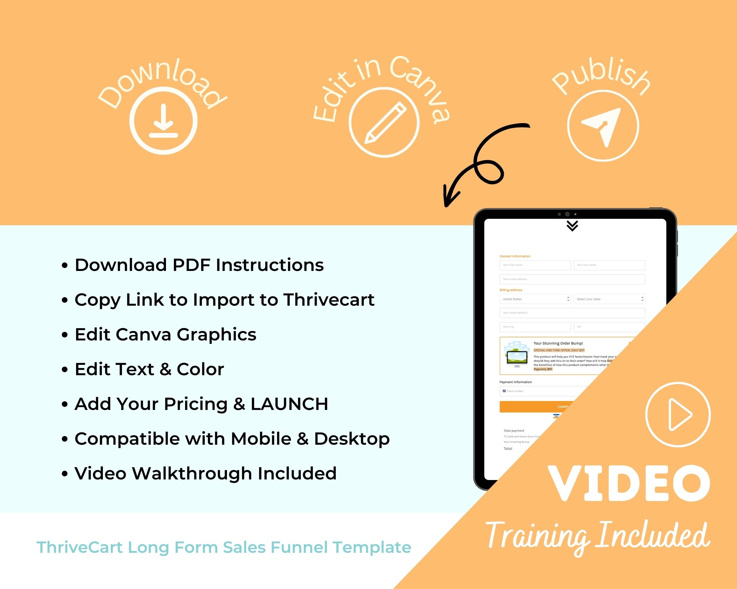 Green & Gold ThriveCart 4-Page Sales Funnel Template