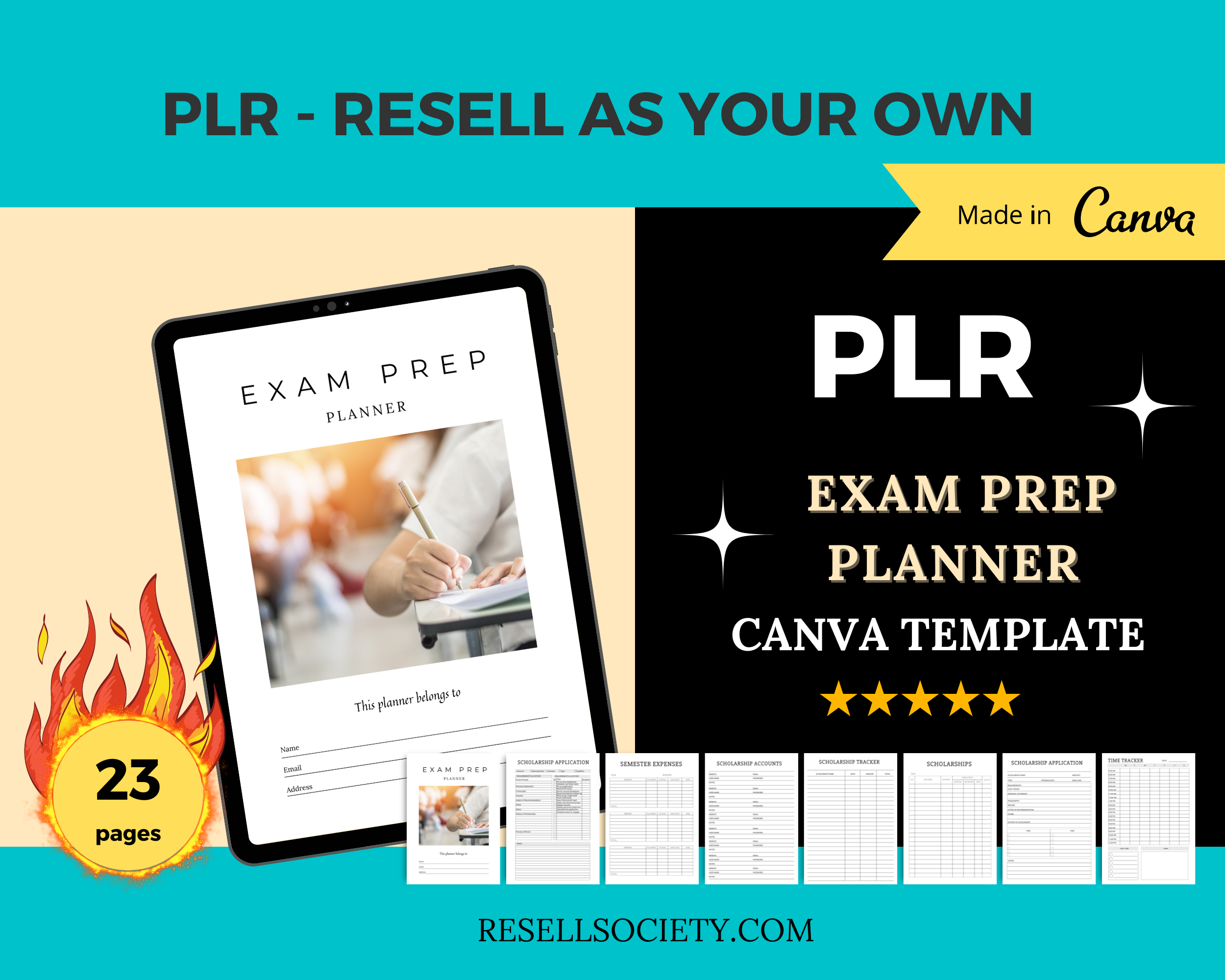 Editable Exam Preparation Planner in Canva | Commercial Use