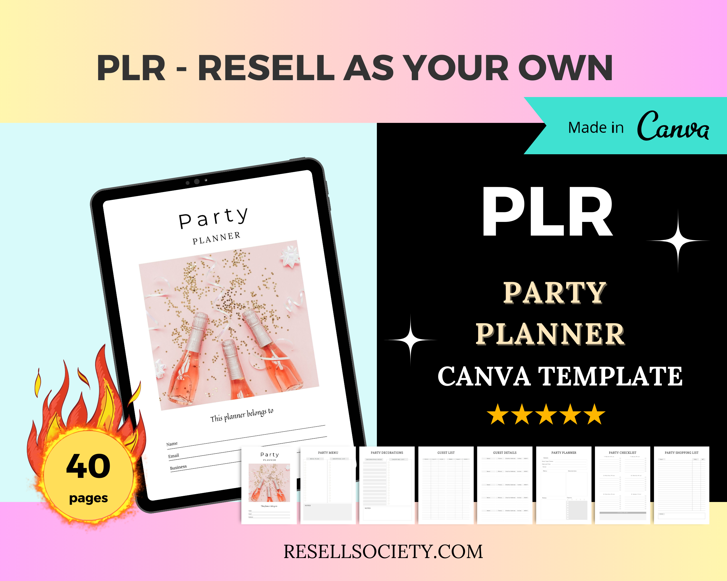 Editable Party Planner in Canva | Commercial Use