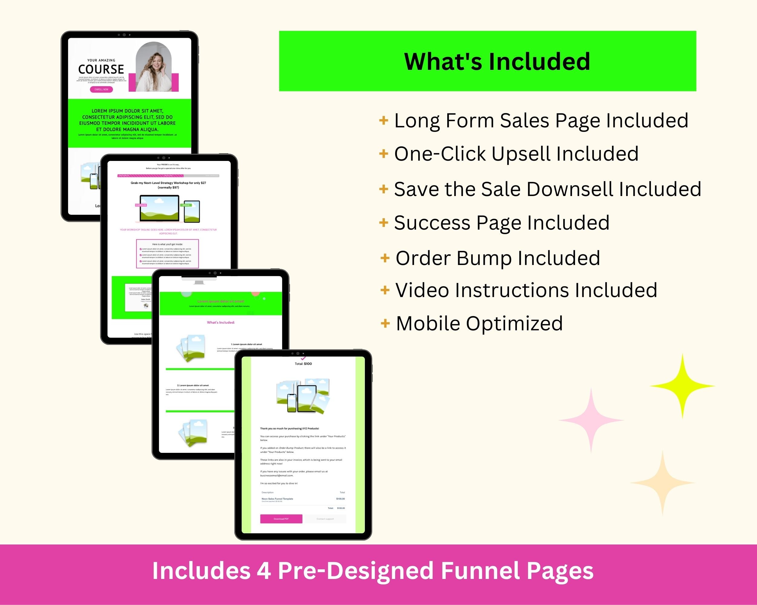 Neon ThriveCart 4-Page Sales Funnel Template