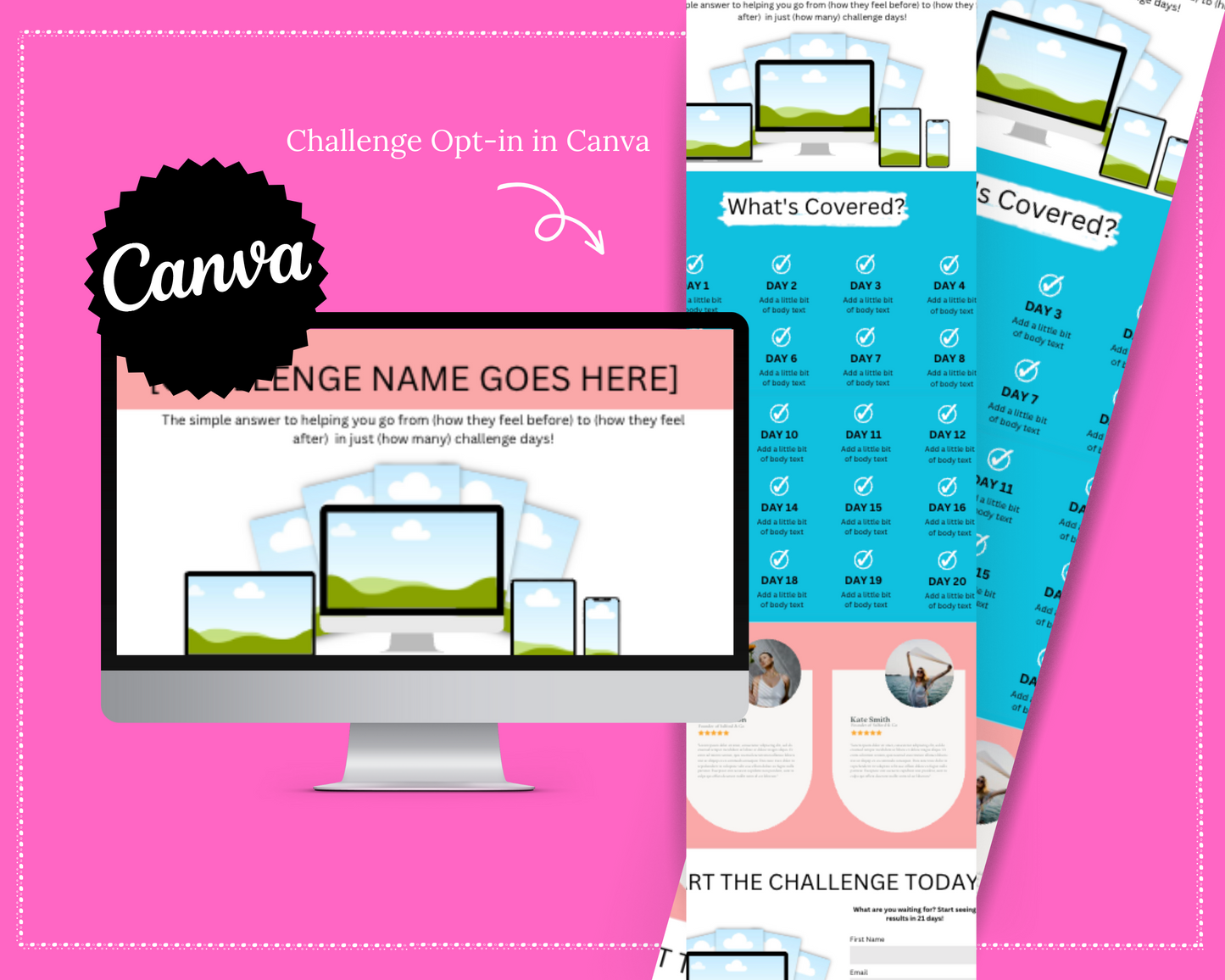 21-Day Challenge Pack in Canva | Irresistible Online Challenge | Email Sequences | Canva Sales Pages