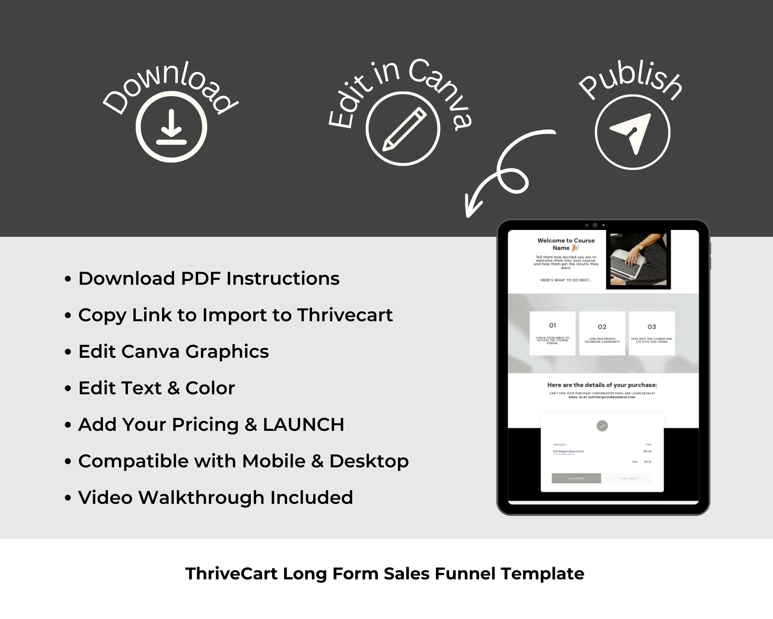 Elegant Enhanced ThriveCart 4-Page Sales Funnel Template