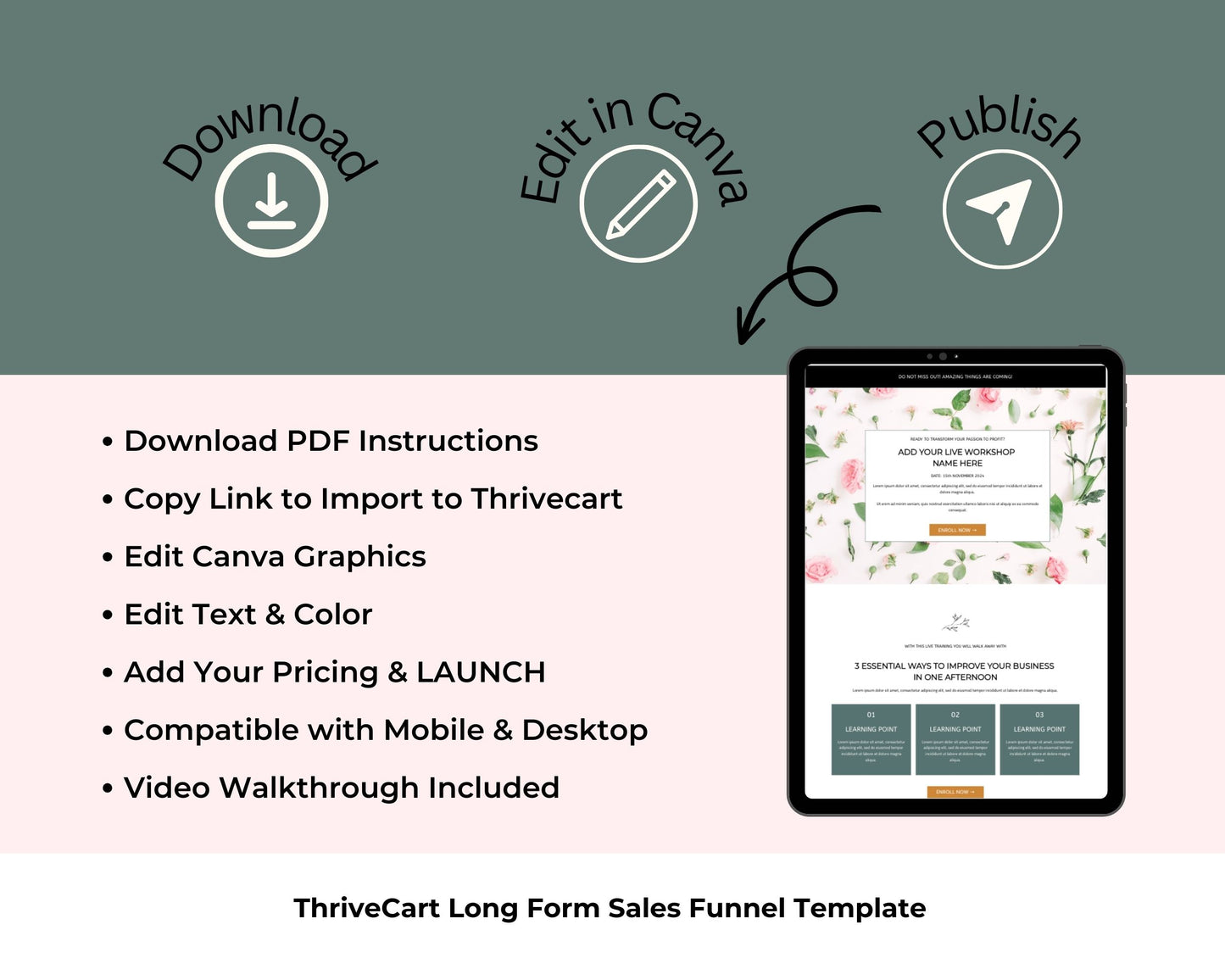 Paid Workshop Enhanced ThriveCart 4-Page Sales Funnel