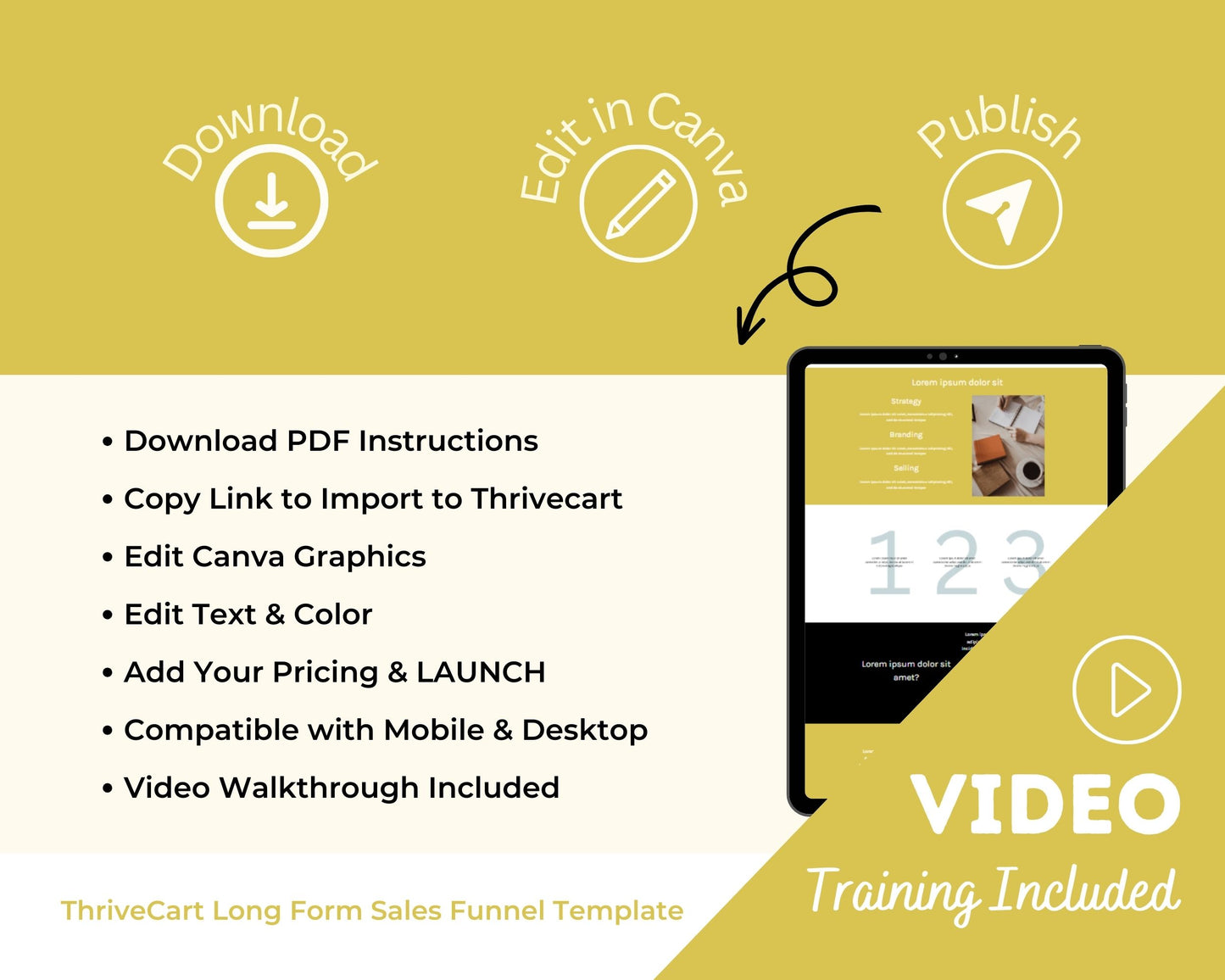 Black & Gold ThriveCart 4-Page Sales Funnel Template