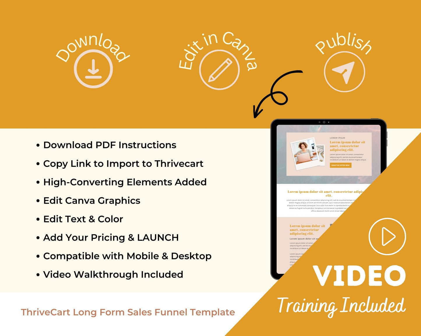 Golden Beige ThriveCart 4-Page Sales Funnel Template