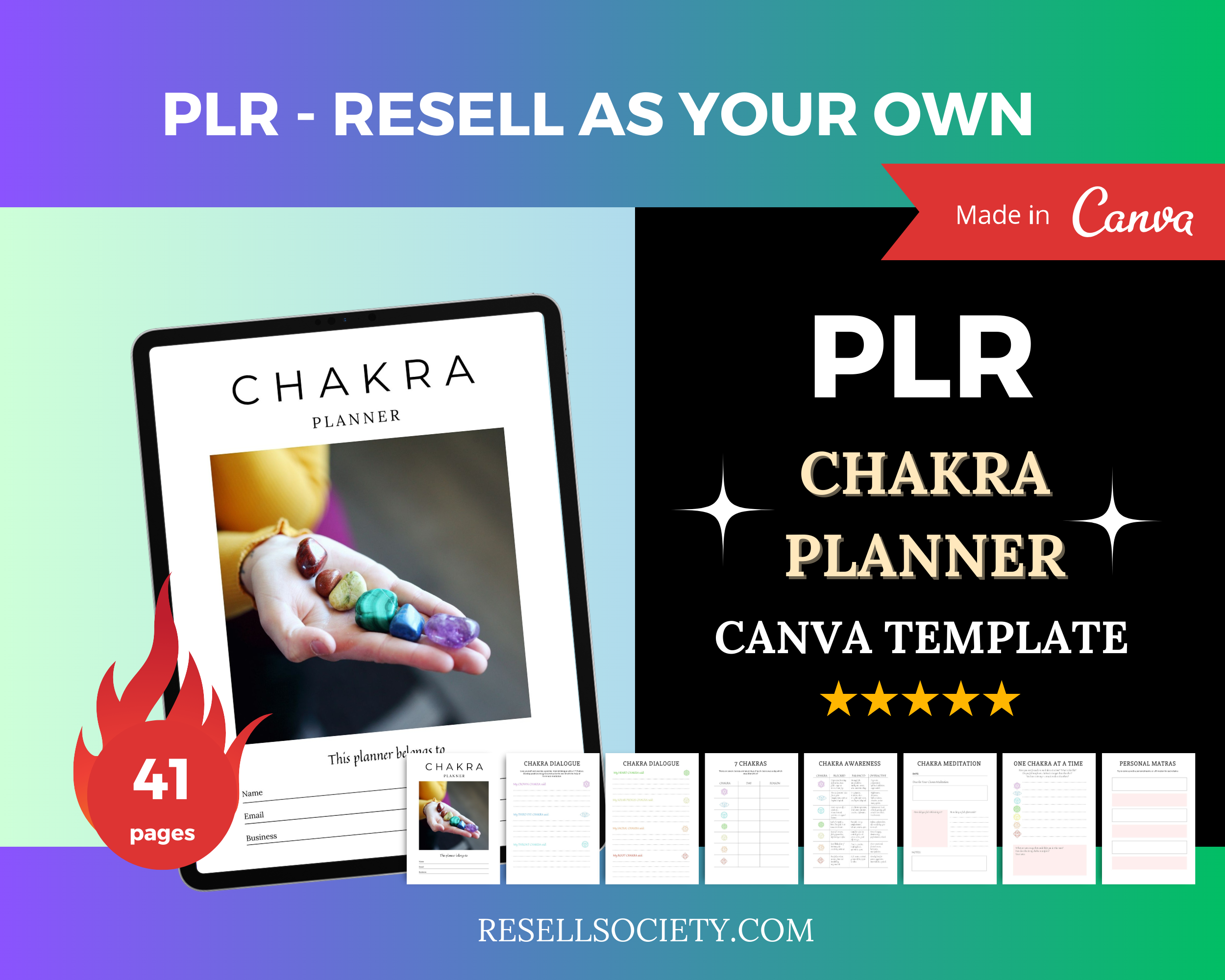 Editable Chakra Planner in Canva | Commercial Use