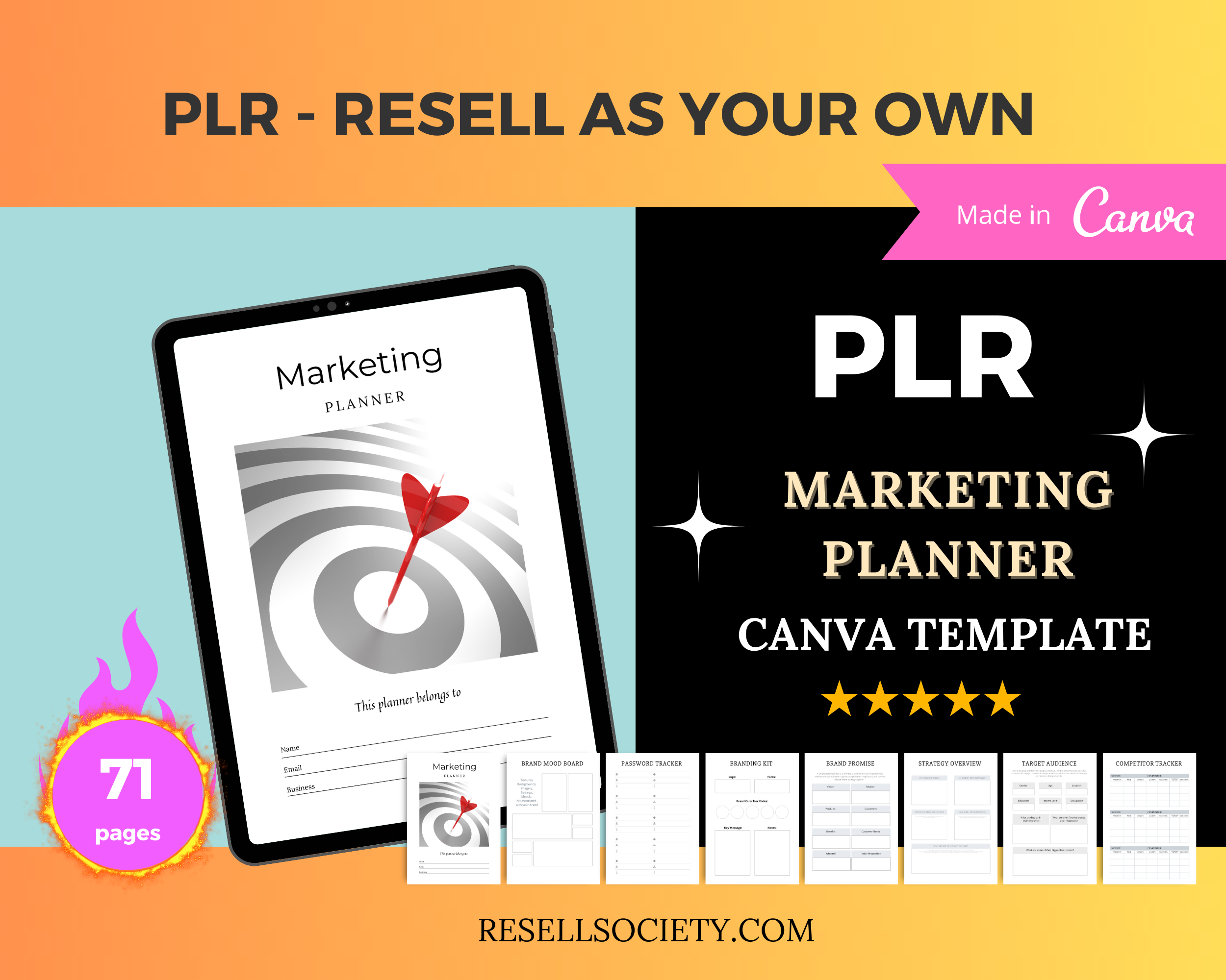 Editable Marketing Planner Templates in Canva | Commercial Use