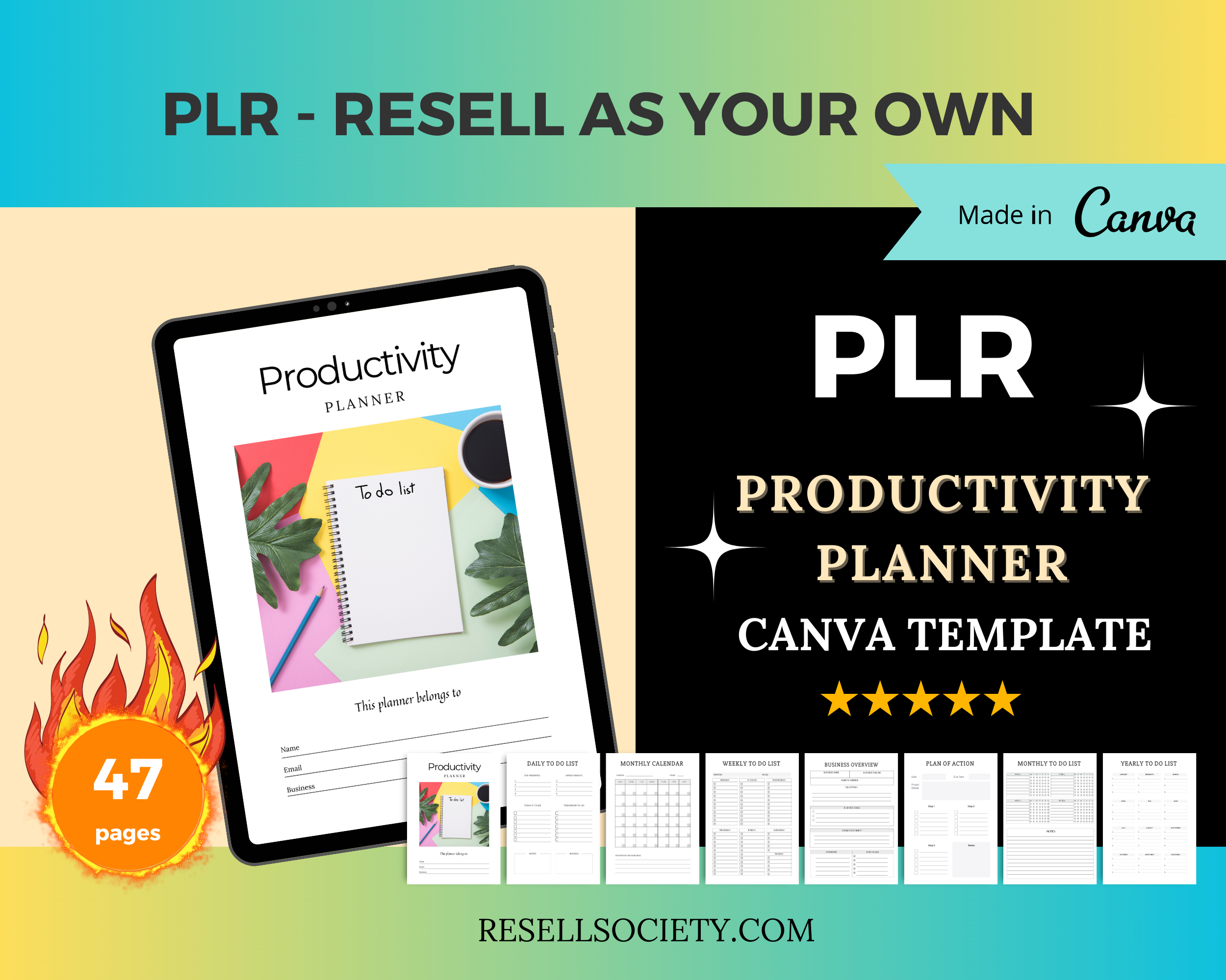 Editable To Do & Productivity Planner in Canva | Commercial Use