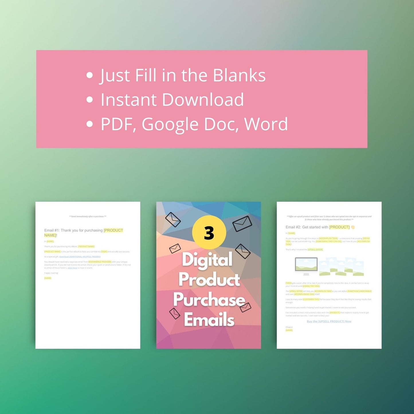 Digital Product Purchase Email Sequence | Fill-In-Black Template | Done for You Email Scripts