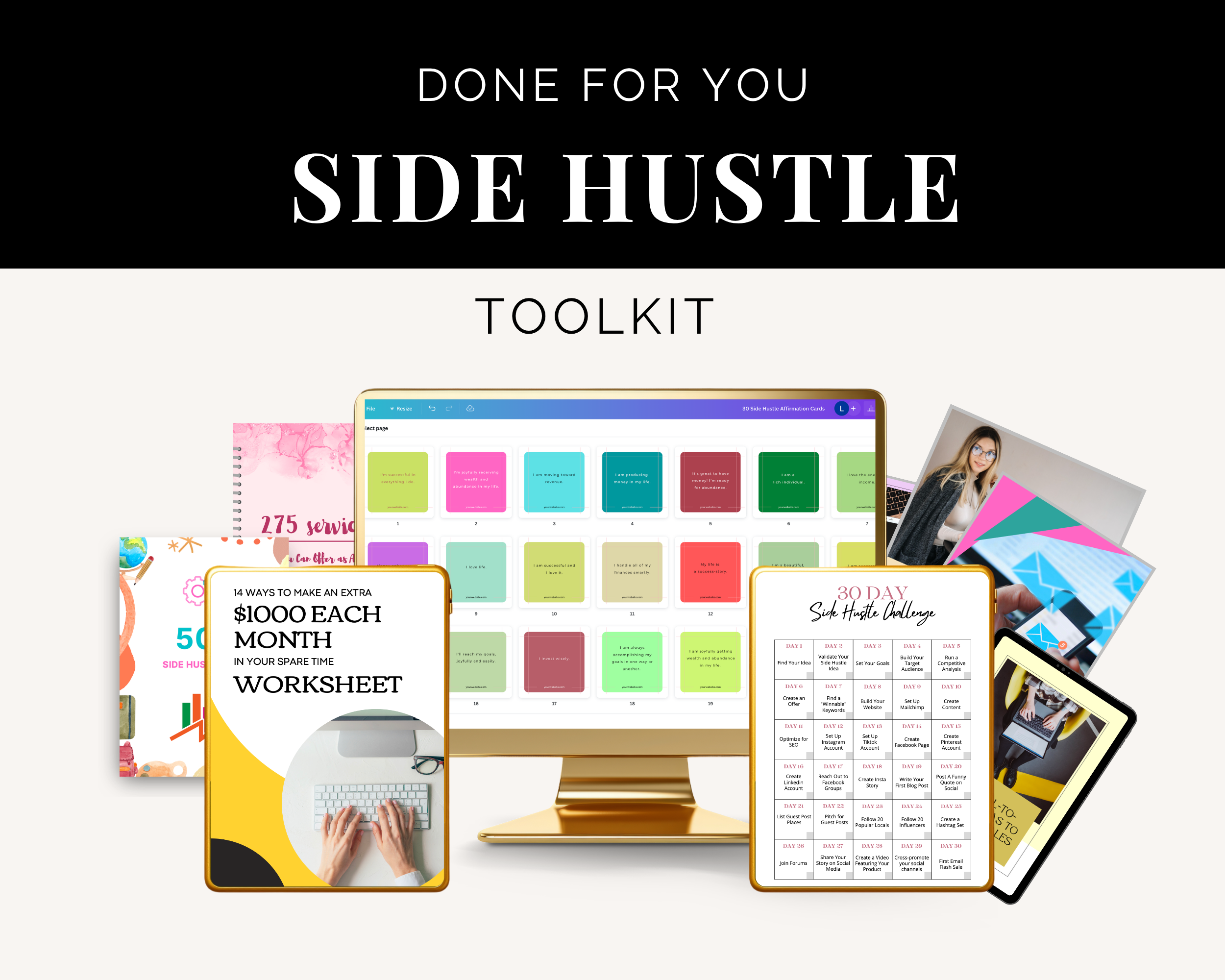 Side Hustle Toolkit | Side Hustle Workbook | Side Hustle Affirmation Posts