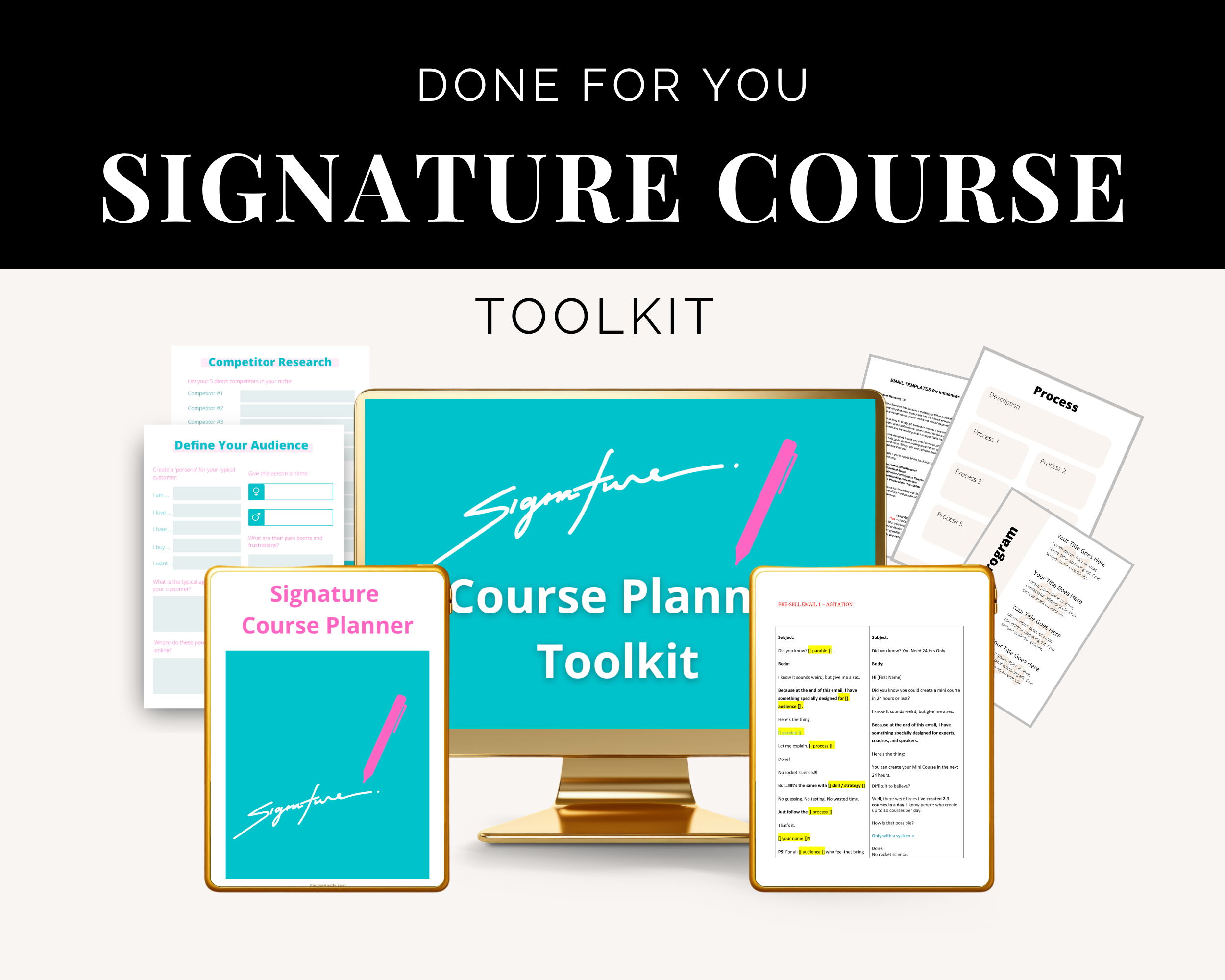 Signature Course Planner | Course Creation & Promotion Slide Deck | Idea to Launch Signature Course Bundle