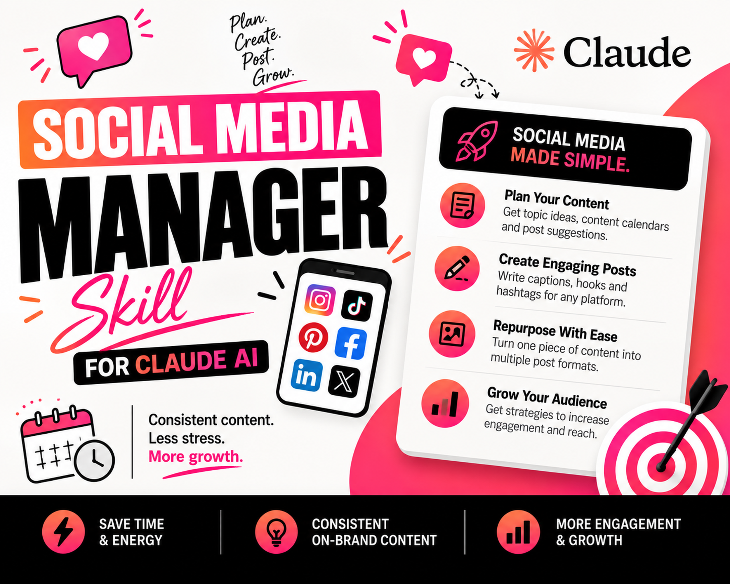 Social Media Manager Skill for Claude AI | PLR Ready