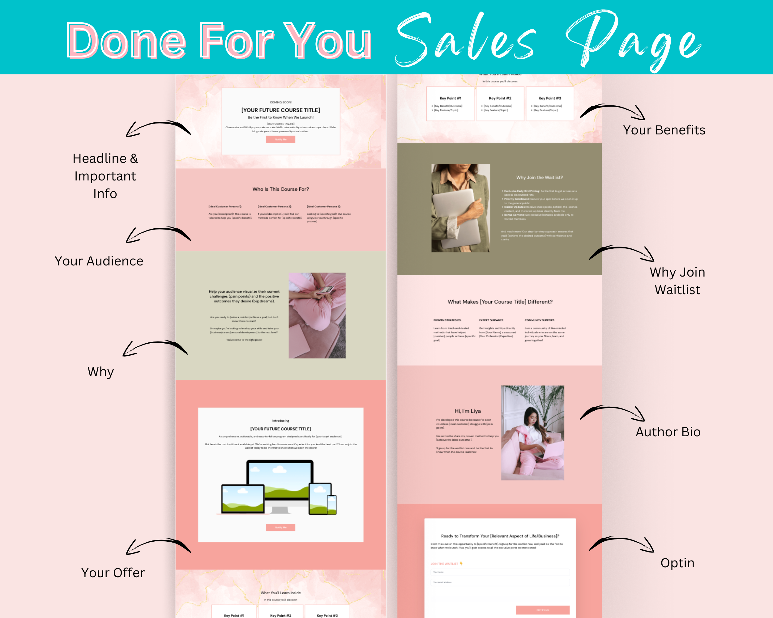 Waitlist in Pink Sales Page Template in ThriveCart