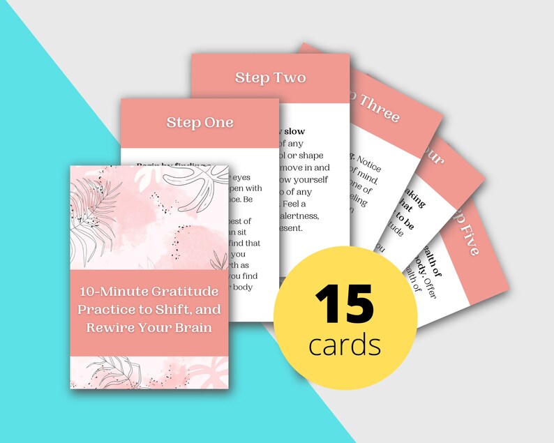 10 Minute Gratitude and Rewire Brain Meditation Card Deck | Editable 15 Card Deck in Canva | Commercial Use