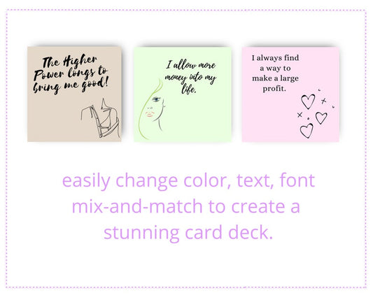 Girl Boss Affirmation Card Deck | Editable 35 Card Deck in Canva | Commercial Use