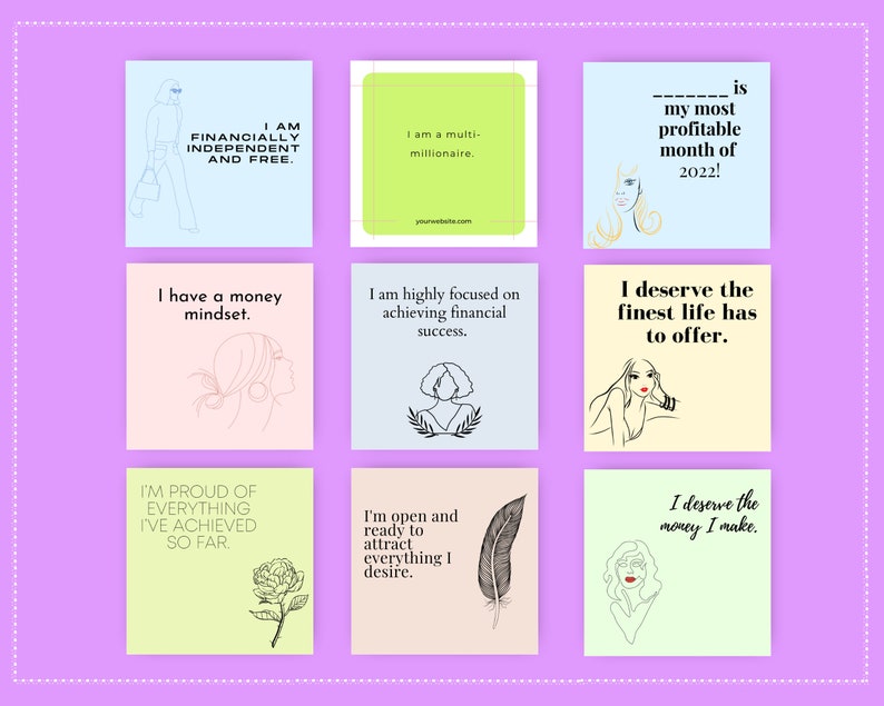 Girl Boss Affirmation Card Deck | Editable 35 Card Deck in Canva | Commercial Use