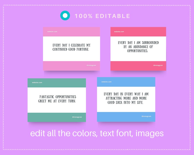Fame and Fortune Affirmation Card Deck | Editable 50 Card Deck in Canva | Commercial Use