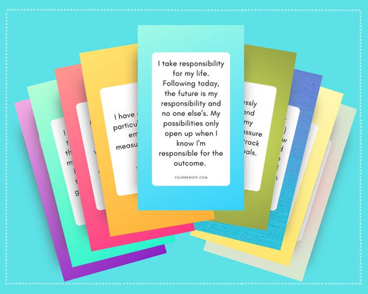 Goal Setting Affirmation Card Deck | Editable 13 Card Deck in Canva | Commercial Use