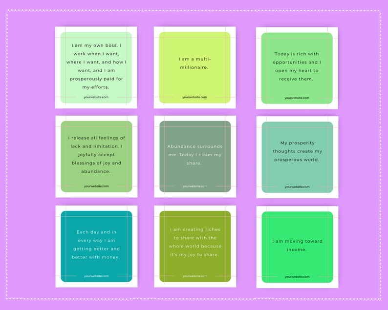 Financial Freedom Affirmation Card Deck | Editable 30 Card Deck in Canva | Commercial Use