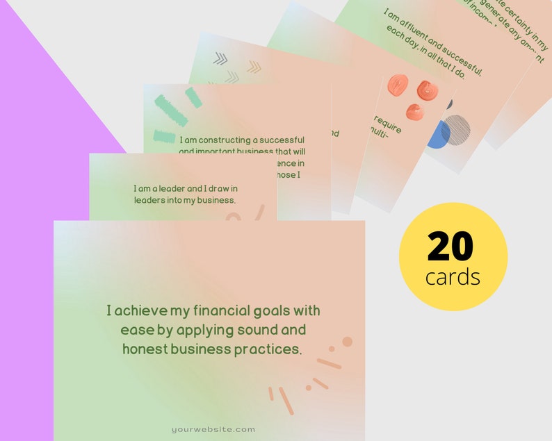 Marketing and Business Affirmation Card Deck | Editable 20 Card Deck in Canva | Commercial Use