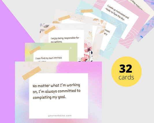 Personal Affirmations Card Deck | Editable 32 Card Deck in Canva | Commercial Use