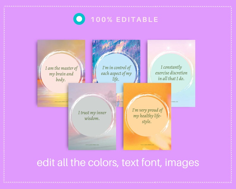 Habit & Subconscious Affirmation Card Deck | Editable 30 Card Deck in Canva | Commercial Use