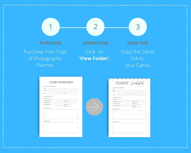 Photography Planner in Canva | Canva Template Pack | Photography Business Planner Canva | Commercial Use