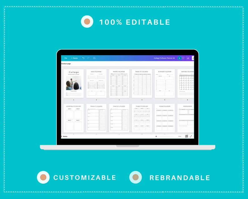 College Professor Planner Templates in Canva | Canva Template Pack | Academic Planner Templates | Commercial Use