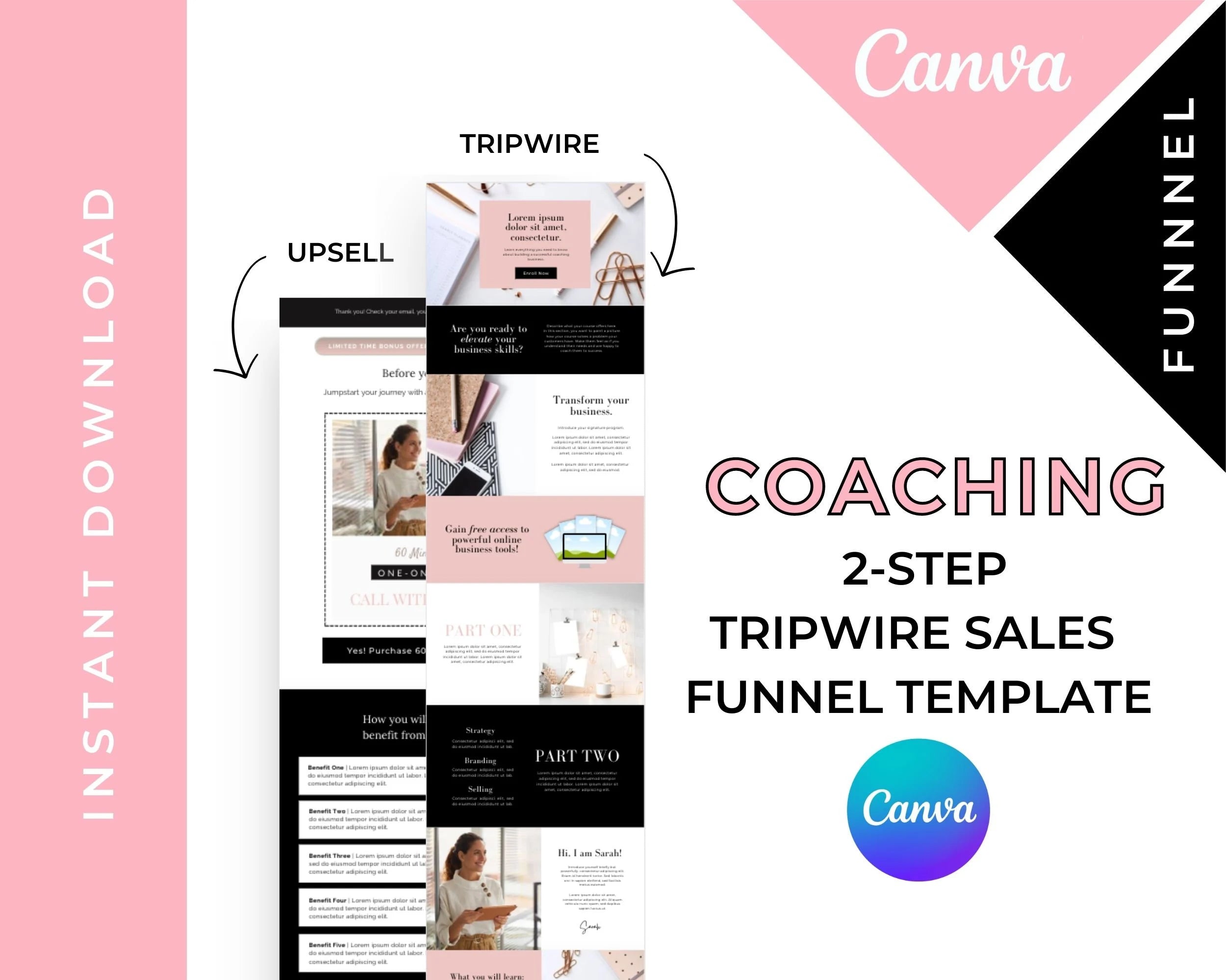 Coaching 2-Step Tripwire Sales Funnel in Canva