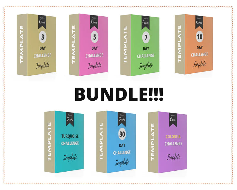BUNDLE of 7 Challenge Templates in Canva | Commercial Use