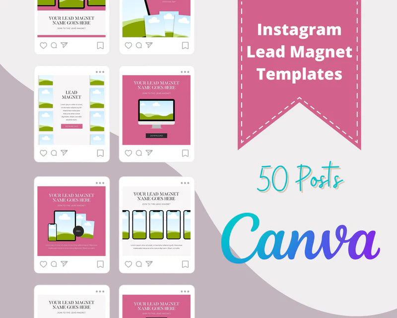 Lead Magnet Instagram Posts | Instagram Branding Kit for Coaches | 50 Instagram Canva Templates | IG Promotion
