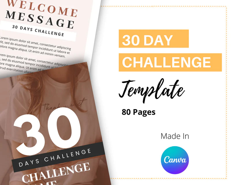 30 Day Challenge Template Canva Template, Daily Challenge, Commercial Use