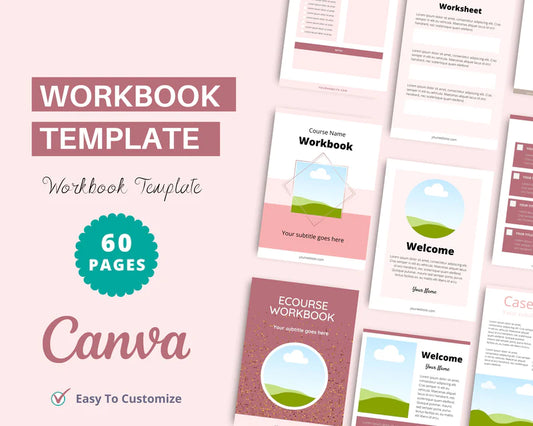 Rose Gold Course Workbook Template, Canva Template, eCourse workbook, Commercial Use