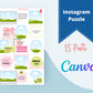 Instagram Puzzle Feed | Instagram Branding Kit | Instagram Layout | IG Grid Canva Templates 15 Posts
