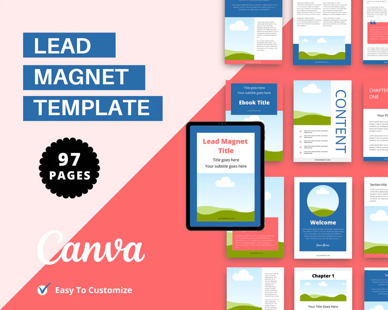 Blue and Red Lead Magnet Template | Lead Magnet Design in Canva | Commercial Use